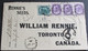 1899 Registered Cover Fairfield East Ont - Toronto Rennie Seeds Advertising - Covers & Documents