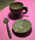 Delcampe - Lot Of Handmade Decorative Coffe/tee Cup Saucer Spoon, Coconut Shell, Mauritius - Tazze