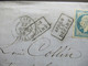 Frankreich 1858 Napoleon III. Nr.13 Rautenstempel Caen Und 2x Stempel Ra3 Apres Des Depart Nach Nizza Gedruckter Brief - 1853-1860 Napoleon III