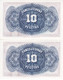 PAREJA CORRELATIVA DE 10 PESETAS DEL AÑO 1935 SIN SERIE SIN CIRCULAR (SC) CERTIFICADO DE PLATA - 10 Pesetas