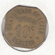 £ (34) Béziers . Grand Café  Glacier Humarau . 10 C . Necessite Monnaie Jeton .. Laiton Caré Coins Coupés 24 Mm - Monétaires / De Nécessité