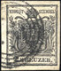 O 1850, 2 Kreuzer Tiefschwarz In Type Ib Auf Handpapier, Gestempelt Mit Vierringstempel Von Wien, Pracht, Befund + Signi - Unclassified