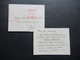 Frankreich 1949 Kleiner Umschlag Mit Eigenhändiger Visitenkarte Emile Minost President De La Banque De L'Indochine - Visiting Cards