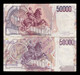 Italia Italy Set 2 Banknotes 50000 Lire 1984 1992 Pick 113a 116a BC+ F+ - 50.000 Lire