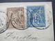 Frankreich 1879 Sage Nr.64 I MiF Mit Nr.73 Bordeaux - Paris Faltbrief Mit Inhalt Stempel Caisse Commerciale De Paris - 1876-1878 Sage (Typ I)