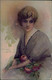 MONESTIER SIGNED 1910s POSTCARD - WOMAN & ROSES - EDIT T.A.M. N.7504 (2695) - Monestier, C.