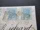 Italien 1869 Nr.26 (2) Von Napoli - Tournon Stempel PD Und Schwarzer K2 Italie AMB Lyon Faltbrief Mit Inhalt - Poststempel