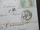 Italien 1870 Nr.26 (2) Von Genova - Tournon Stempel PD Und Schwarzer K2 Italie AMB Marseille Faltbrief Mit Inhalt - Marcophilie