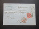 Italien 1866 Michel Nr.20 EF San Remo - Nice Stempel PD Und Roter K2 Italie 1 Menton Faltbrief Mit Inhalt - Poststempel