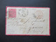 Italien 1873 Michel Nr.20 Torino  - Yenne Roter K2 Italie Chambery Umschlag Nummernstempel 189 Zierumschlag / Roter Rand - Poststempel