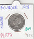 CR0844 MONEDA ECUADOR 1 SUCRE 1928 PLATA 15 - Equateur