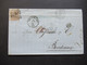 Belgien 1869 Nr.16 EF Auslandsbrief Bruxelles - Bordeaux Rauten Nr. Stempel / PD / Belg AMB Quievrain Faltbrief Inhalt - 1865-1866 Profile Left