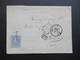 Belgien 1870 Nr.28 EF Auslandsbrief über Paris Boussu - Crespin PD / France Midi Faltbrief Mit Inhalt Viele Stempel - 1869-1883 Leopoldo II