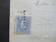 Belgien 1870 Nr.28 EF Auslandsbrief über Paris Boussu - Crespin PD / France Midi Faltbrief Mit Inhalt Viele Stempel - 1869-1883 Leopold II