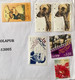 ISRAEL 2001, USED AIRMAIL COVER TO INDIA, 6 STAMPS,ALL UNUSED,DOG BOY & GIRL UNDER UMBRELLA,CINEMA,FLOWER - Covers & Documents