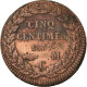 Monnaie, Monaco, Honore V, 5 Centimes, Cinq, 1837, Monaco, TB+, Cuivre - 1819-1922 Onorato V, Carlo III, Alberto I