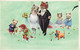 CHATS #MK40189 CHATS HUMANISER EN COSTUME DE MARIAGE BOUQUET FLEURS ILLUSTRATEUR THIELE - Gatos