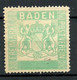 Germany Deutschland Freimarke Postverein Baden Ohne Wertangabe (*) Ohne Gummi/mint No Gum Wappe Coat Of Arms - Nuevos