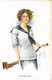 Illustration Barber Court -  Yachting Girl - Femme En Costume Marin à La Barre - Series N° 2023/6 - Barber, Court