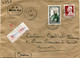 MONACO LETTRE RECOMMANDEE DEPART MONACO - VILLE 5-3-1949 PRINCIPAUTE POUR LA FRANCE - Storia Postale