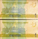 Turkmenistan 1 Manat  Unc 2014 2 Pcs Consecutive Number - Turkmenistan