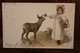 CPA Ak 1903 Illustrateur Postcard Animée Litho Biche Faon Enfant Fleurs Kunst Nature München Kind - Sonstige & Ohne Zuordnung
