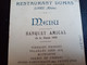 H6- RESTAURANT DUMAS (MENU DE LA CLASSE 1908)CARTE RARE - Loire Sur Rhone