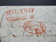 16.2.1836 Transit Roter Ovalstempel Autriche P. Huningue Und Roter L2 Milano Febbraio 16 Nach Paris Hotel Du Hainault - 1. ...-1850 Prephilately