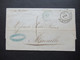 Italien 16.2.1855 Livorno - Marseille Schiffspost Voie E Mer Blauer Stempel Tosc.1. S. E. Marseille Faltbrief Mit Inhalt - Tuscany