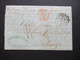 Italien 20.2.1848 Livorno - Paris Schiffspost ?! Roter Stempel Tosc. Marseille 2 Taxvermerk 16 Faltbrief Mit Inhalt - 1. ...-1850 Vorphilatelie