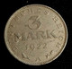 Allemagne,  3 Mark, 1922, Berlin, TB+, Aluminium , Agomeza - 3 Mark & 3 Reichsmark