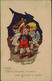 CASTELLI SIGNED 1920s POSTCARD - KIDS - '' PROVERBI '' CHI E' FORTUNATO IN AMOR NON GIOCHI A CARTE - 593/2 (3050) - Castelli