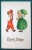 Cpa  Litho Illustrateur CLAPSADDLE Duo Enfant Garcon Chapeau Fille Robe Parapluie Vert - Clapsaddle