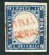 REGNO 1863 15 C.RARO ANNULLO DI NAVIGAZIONE NAPOLI PIROSCAFI NAZIONALI C. DIENA - Gebraucht