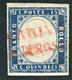 REGNO 1863 15 C.RARO ANNULLO DI NAVIGAZIONE NAPOLI PIROSCAFI NAZIONALI C. DIENA - Usados