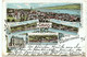 LITHO Gruss Aus WÄDENSWIL Bürgli Hôtel Du Lac Schiffli Bellevue Hôtel Engel Pfenninger Tuchfabrik Brauerei Post Bahnhof - Enge