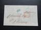 Belgien 1838 Blauer K2 Bruxelles Und Roter K2 Belgique Par Valenciennes Blauer Stempel Ra1 B3R Nach Bordeaux - 1830-1849 (Belgique Indépendante)