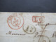 Schweiz 8.11.1843 4x Rote Stempel Geneve / Ra1 LG / K2 Suisse 1 Fernex Und Nummer 2 Nach St. Jean D'Herens - ...-1845 Préphilatélie