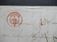 Schweiz 7.7.1847 Roter K2 Geneve Ferney Und Geneve * Auslandsbrief Nach Bordeaux Bartaxe 10 Gedruckter Briefkopf Saran - 1843-1852 Federal & Cantonal Stamps