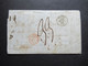 Italien 1846 Roma - Paris Roter Stempel K2 E. Pont 2 Marseille 2 Schiffspost Handschriftlich Via Di Mare - ...-1850 Préphilatélie