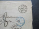 Italien 1870 Rom - Paris Blauer Stempel E. Pont 4 St. Michel - Marcophilie