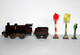 RARE ENSEMBLE JEP O - LOCOMOTIVE + 3 WAGON + RAIL + DECOR HALTE POSTE AIGUILLAGE           (2201) - Locomotives