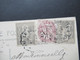 Frankreich AK 1906 Blumen Bildseitig Frankiert Und Rückseitig Zusätzlich Mit 3 Marken Sage Und Allegorie Bahnpost Stempe - Covers & Documents