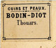 DEUX SEVRES CPP 1873 THOUARS GC T17 + VERSO ETIQUETTE LITHO CUIRS ET PEAUX / BODIN-DIOT /Thouars - 1849-1876: Periodo Classico