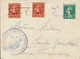 SEMEUSE N°146 CROIX-ROUGE X 2 + 137 Obl FORTUNE PLUME PLACE D'ISSOIRE LETTRE TARIF ETRANGER > SAALES ALSACE BAS RHIN - WW I