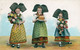 Fantaisie Folklore Costume Alsace Alsacienne Elsässerin Nœud Jupe Enfants Fleurs Kougelhoupf Belle Litho Mietesheim - Personnages