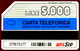 G 368 C&C 2399 SCHEDA TELEFONICA USATA ADOTTATELO 5 06.96 MAN VARIANTE PUNTO AZZURRO - Errori & Varietà