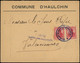 Let Guerres 1914/1918 - 10pf. D'Allemagne, 2 Ex. Obl. Uberwachungstelle S. Env. De La Commune D'Haulchin, Griffe "Zulass - WW I