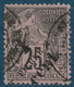 Colonies ST Pierre & Miquelon N°42 Obl 4c Sur 25c Noir Variété Sans ST Par Décalage Signé CALVES - Used Stamps