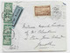 TAXE  60C VERT BANDE DE 4 GRENOBLE 1937 LETTRE AVION PA 80C SEUL TANGER 1937 MAROC - 1859-1959 Cartas & Documentos